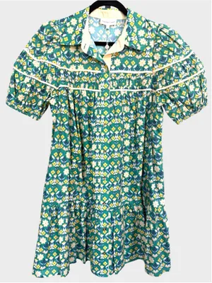 Entro Garden Floral Print Mini Dress in Green Size S thumbnail 1