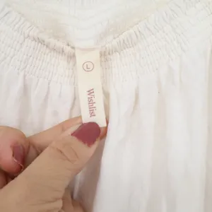 Wishlist Top Womens L Boho Off The Shoulder Cream Pom Pom Trim Excellent thumbnail 2