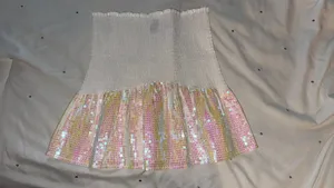 Queen of Sparkles White Sequin Skirt thumbnail 2