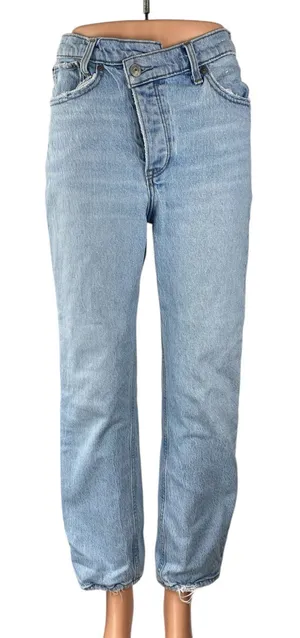 Abercrombie & Fitch The Dad High Rise Blue Light Wash Straight Denim Jeans Sz 26 thumbnail 1