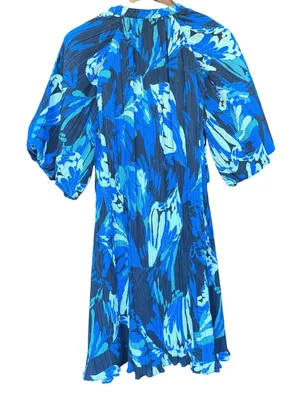 Ciebon Blue‎ Pleated Balloon Sleeve Dress Sz S thumbnail 4