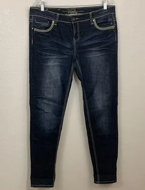Vanity Premium Dark Wash Bling Pocket Harlow Jeans Size 32 thumbnail 1