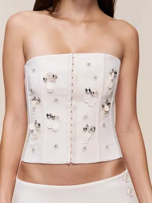 Guizio Embellished Twill Corset Ivory XXS NWT IN PACKAGE thumbnail 1