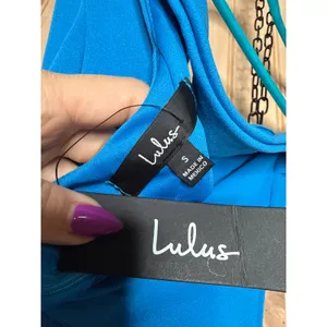 NWT Lulus Bright Aesthetic Blue Strapless Cutout Bodycon Mini Dress Party Size S thumbnail 5