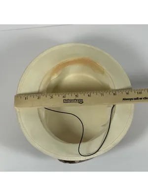 Vintage Ladies' Ivory Satin Hat with Brown Leaf Detail thumbnail 9