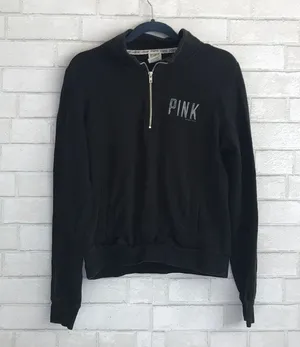 VS Pink Black Quarter ZIP Pullover thumbnail 1