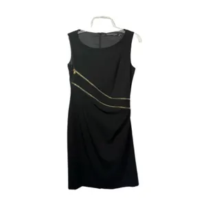 Marc New York Dress Size 8 zipper detailed sheath BLACK Preppy Career Office thumbnail 2