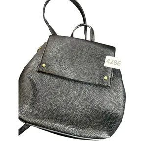 A New Day black faux leather convertible backpack Leather snap closure mini back thumbnail 7