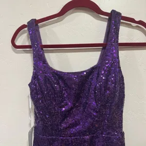 New Purple Sequence Mini Dress Size 2 thumbnail 3