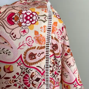Sheilay Midi Dress Womens Large Pink Floral Tassel 3/4 Sleeve V-Neck‎ Summer NEW thumbnail 6