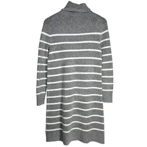 J. Crew Gray White Relaxed Stripe Turtleneck Sweater Dress XS Wool Blend BC720‎ thumbnail 2