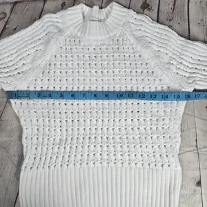 J. Crew Pointelle‎ Crewneck Sweater in White S BZ498 thumbnail 6