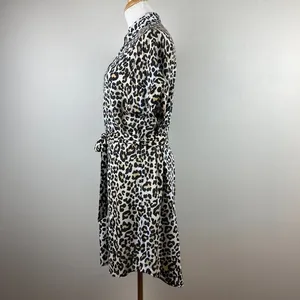Style Envy Mini Dress XL‎ Leopard Animal Print Beige Black Belted Button thumbnail 7