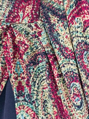 connected apparel Paisley Wrap Midi Dress in Olive and Burgundy thumbnail 5