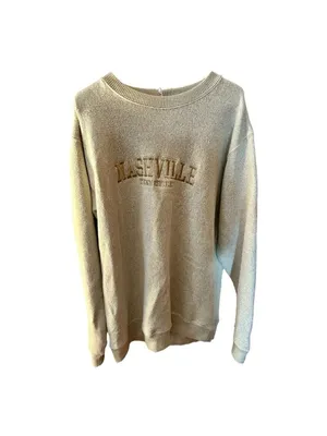 Nashville Tennessee Embroidered Beige Oversized Crewneck Sweater XL thumbnail 2