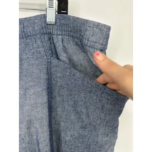 Old Navy Pants Women 2X Blue Linen Blend Elastic Waist Casual Beachy‎ Coastal thumbnail 2