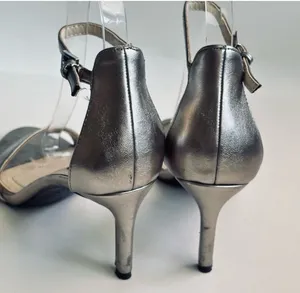 Jones New York Signature Metallic Silver Open Toe Stiletto Ankle Strap Sandals thumbnail 7