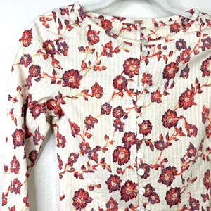 NEW Free People Tilly Tea Combo Ivory Floral Button Cotton Long Sleeve Top XS thumbnail 6