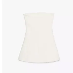 Zara NWT white thick structured cinched waist flare hem mini dress thumbnail 9