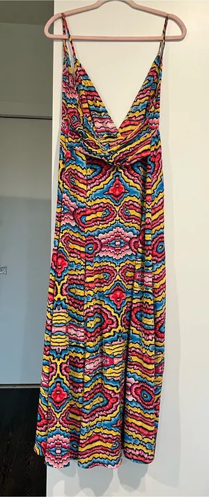 Women's Multicolor Patterned Slip Dress Pink thumbnail 1
