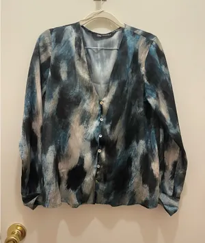 ZARA Satin Blouse Button Down thumbnail 1