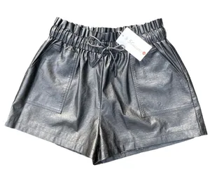 🖤 NWT Schhjzpj Size XL Black Vegan Leather Drawstring PaperBag Shorts 🖤 thumbnail 1