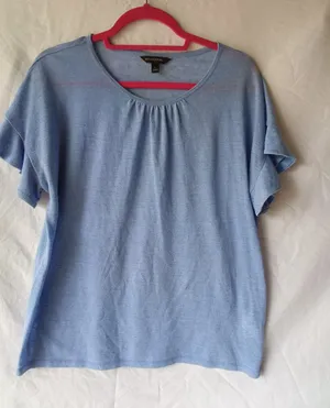 Banana Republic Light Blue Linen Blend Short Sleeve Top Size L thumbnail 1
