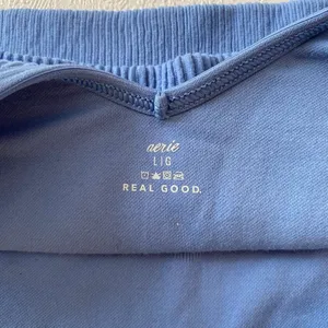 Aerie Real Good Blue Ribbed Longline Sports Bra Size L/G Low Impact Lounge thumbnail 4