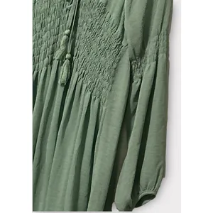 Umgee USA Baby Doll‎ Boho Peasant Dress Olive Women's Small thumbnail 6