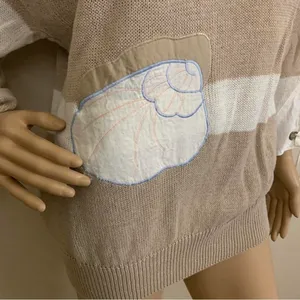 Vintage Carol Little Striped Coastal Seashell Sweater thumbnail 4