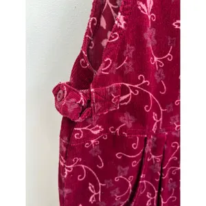 Vtg 80s JG‎ Hook Pinafore Dress Petite L Burgundy Corduroy Floral Modest Cottage thumbnail 6