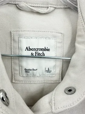 ABERCROMBIE & FITCH Utility Shirt‎ Jacket Shacket Cream Ivory Size Large thumbnail 4