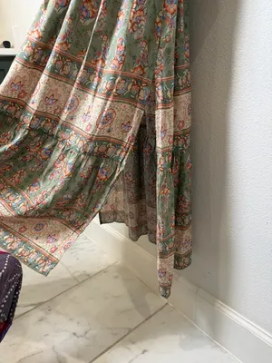 Boho Prairie Midi Dress Floral Rayon Cottagecore Peasant Small thumbnail 8