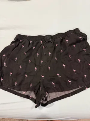 PINK Victoria's Secret Black Shorts with Pink Flamingo Print thumbnail 2