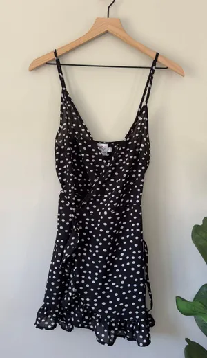 Princess Polly Her Jewel Mini Wrap Dress Polka Dot Adjustable Spaghetti Straps 4 thumbnail 4