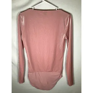 J CREW Stretch Pink Velvet‎ Bodysuit Womens Small Balletcore Preppy thumbnail 4