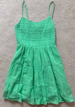 American Eagle Outfitters Green Mini Dress Ruffle thumbnail 1