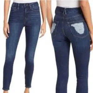 Good American Good Waist High Rise Skinny Jeans W/ Distressed Pockets Size 12 thumbnail 8