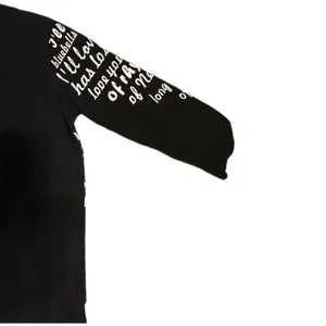 Comaekar Black Graphic‎ T-Shirt Dress Sequin Crane Bird Script Long Sleeve Mini thumbnail 8