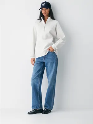 Aritzia Cozy Sweatfleece Boyfriend 1/2 Zip oversized sweatshirt size small NWT thumbnail 2