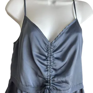 Abercrombie & Fitch Women Coquette Balletcore Cami Top Sl Blue Satin Ruched‎ thumbnail 3