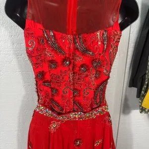 Gail McInnes Designs Red Sleeveless Dress with Detachable Skirt See Measure EUC thumbnail 10