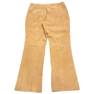 VTG Y2K Metrostyle Tan Suede Leather Patchwork Flare Pants 14 Boho Western Moto thumbnail 2