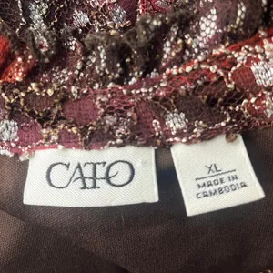 Cato Lace Babydoll Womens Shirt Sz XL Brown Ruffle Boho Y2K Romantic Floral Fall thumbnail 8