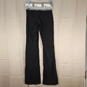 Vintage Y2K Victoria's Secret PINK Yoga Womens Black Foldover Flare Pants XS‎ thumbnail 2
