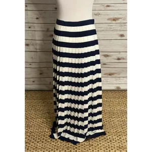 Vintage Chaus classic nautical navy/white pleated striped maxi skirt Size 10 thumbnail 5