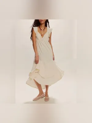 NWOT Free People Free-Est Aquamarine Maxi Dress - Tea neutral cream - Medium thumbnail 3