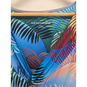 Soft Surroundings Dress Womens Small 2EY66 Blue Tropical Palm Twist Front EUC thumbnail 2