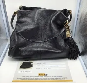 COACH black leather three compartment shoulder bag thumbnail 1