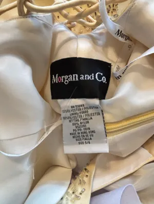 Morgan & Co Butter Yellow Beaded Halter Dress thumbnail 4